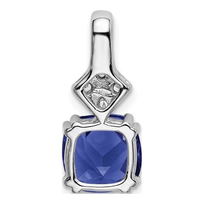 14K White Gold Lab Grown Diamond & Sapphire Pendant – view 4