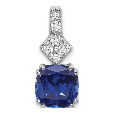 14K White Gold 1/5 ct tw Lab-Created Sapphire & Lab-Grown Diamond Slide Pendant