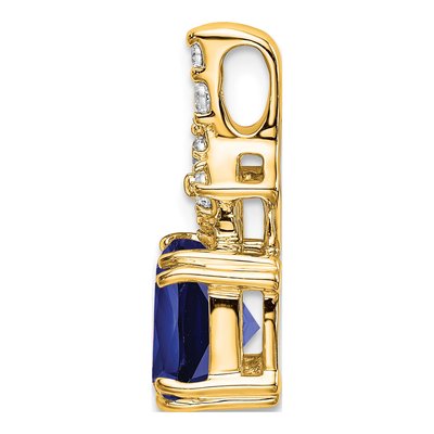 14K Yellow Gold 1/5 ct tw Lab-Created Sapphire & Lab-Grown Diamond Slide Pendant – view 3