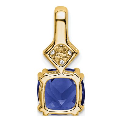 14K Yellow Gold 1/5 ct tw Lab-Created Sapphire & Lab-Grown Diamond Slide Pendant – view 4