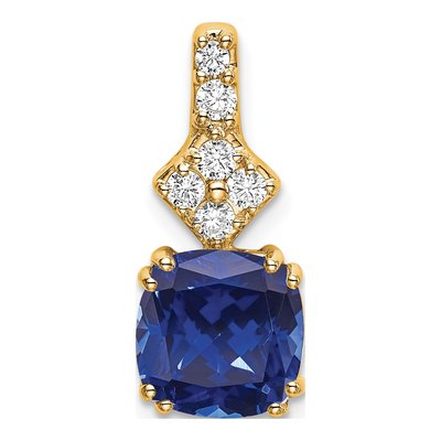 14K Yellow Gold 1/5 ct tw Lab-Created Sapphire & Lab-Grown Diamond Slide Pendant