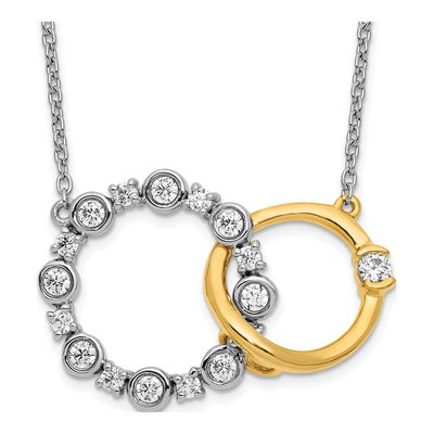 14K Two-Tone Gold 3/8 ct tw Lab-Grown Diamond Circle Necklace