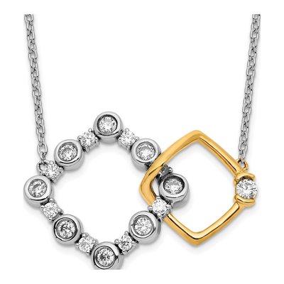 14K Two-Tone Gold 3/8 ct tw Lab-Grown Diamond Square Necklace