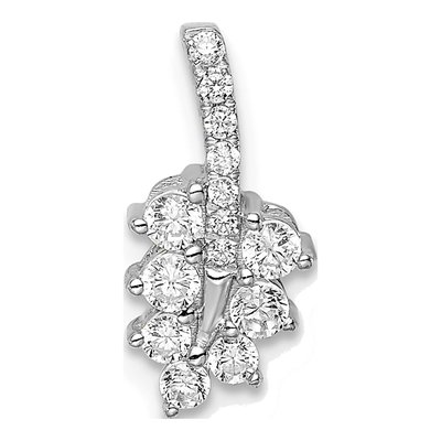 14K White Gold 1/4 ct tw Lab-Grown Diamond Leaf Slide Pendant