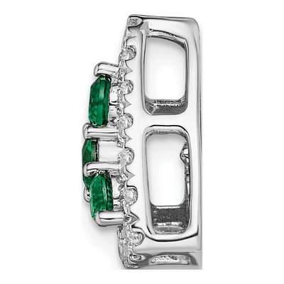 14K White Gold 1/2 ct tw Lab-Created Emerald & Lab-Grown Diamond Slide Pendant – view 3