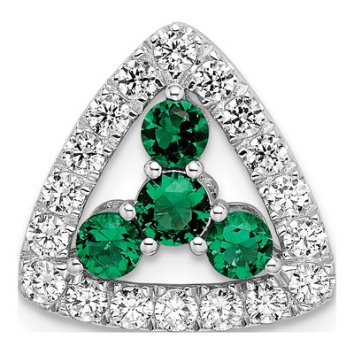 14K White Gold 1/2 ct tw Lab-Created Emerald & Lab-Grown Diamond Slide Pendant
