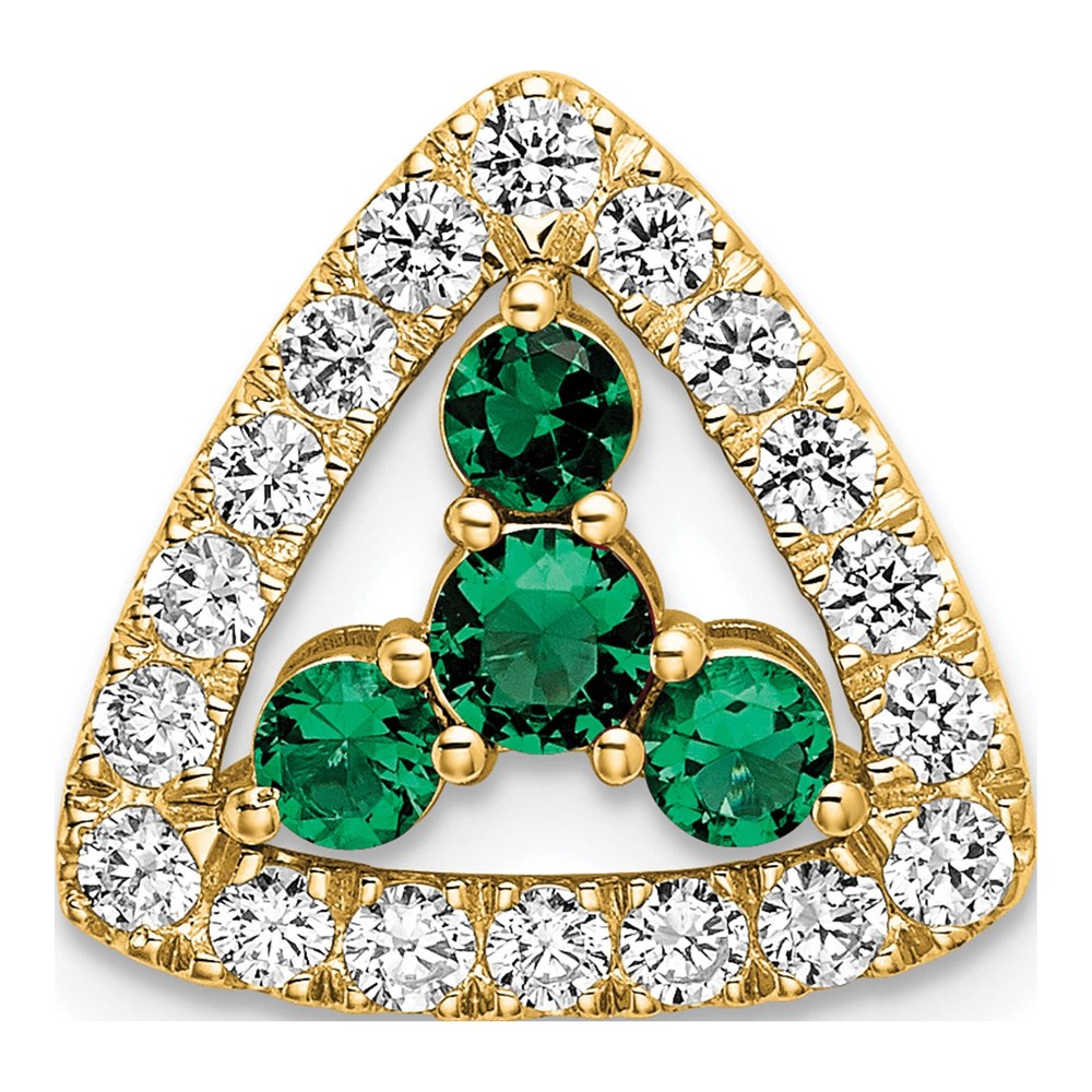 14K Yellow Gold Lab Diamond & Emerald Slide Pendant