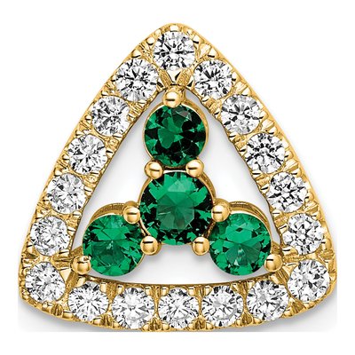 14K Yellow Gold 1/2 ct tw Lab-Created Emerald & Lab-Grown Diamond Slide Pendant