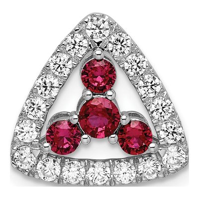 14K White Gold 1/2 ct tw Lab-Created Ruby & Lab-Grown Diamond Slide Pendant