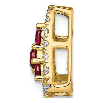 14K Yellow Gold 1/2 ct tw Lab-Created Ruby & Lab-Grown Diamond Triangle Slide Pendant – view 3