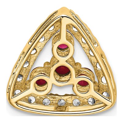 14K Yellow Gold 1/2 ct tw Lab-Created Ruby & Lab-Grown Diamond Triangle Slide Pendant – view 4