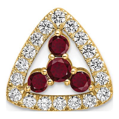 14K Yellow Gold 1/2 ct tw Lab-Created Ruby & Lab-Grown Diamond Triangle Slide Pendant