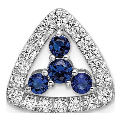 14K White Gold 1/2 ct tw Lab-Created Sapphire & Lab-Grown Diamond Triangle Slide Pendant