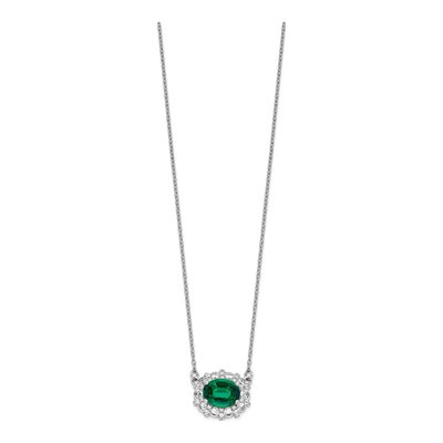 14K White Gold 1 ct tw Lab-Created Emerald & Lab-Grown Diamond Necklace – view 3