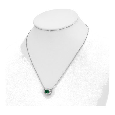 14K White Gold 1 ct tw Lab-Created Emerald & Lab-Grown Diamond Necklace – view 4