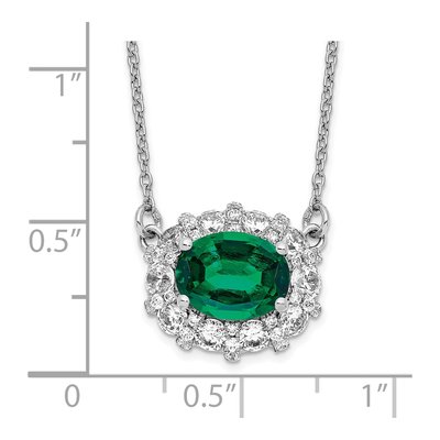 14K White Gold 1 ct tw Lab-Created Emerald & Lab-Grown Diamond Necklace – view 5