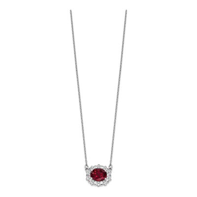 14K White Gold 1 ct tw Lab-Created Ruby & Lab-Grown Diamond Necklace – view 3