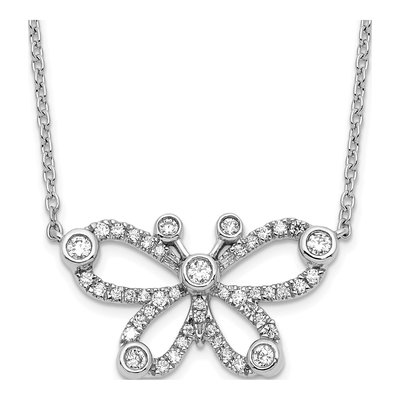 14K White Gold 1/4 ct tw Lab-Grown Diamond Butterfly Necklace