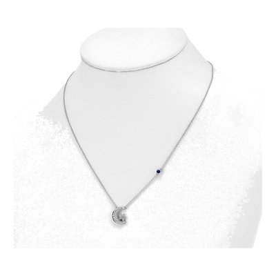 14K White Gold 1/5 ct tw Lab-Created Sapphire & Lab-Grown Diamond Moon Star Necklace – view 3