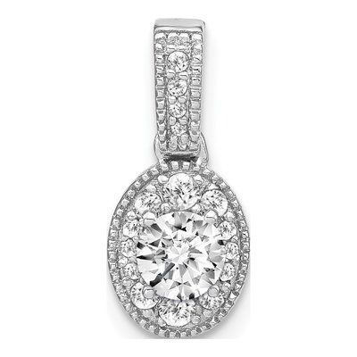14K White Gold 1/2 ct tw Lab-Grown Diamond Vintage Pendant