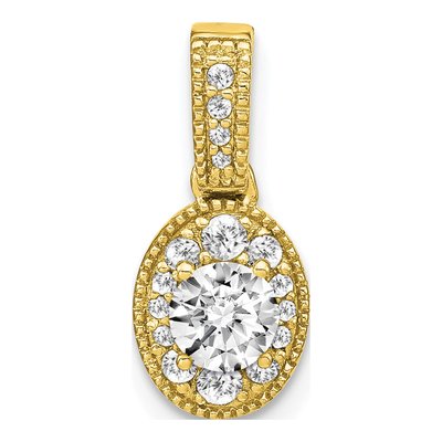 14K Yellow Gold 1/2 ct tw Lab-Grown Diamond IFGH Oval Vintage Pendant