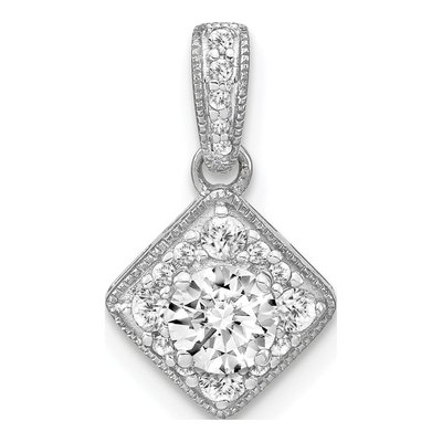 14K White Gold 1/2 ct tw Lab-Grown Diamond Vintage Pendant