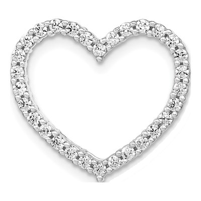 14K White Gold 1/2 ct tw Lab-Grown Diamond Heart Slide Pendant