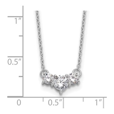 14K White Gold 3/4 ct tw Lab-Grown Diamond Round Three Necklace – view 4