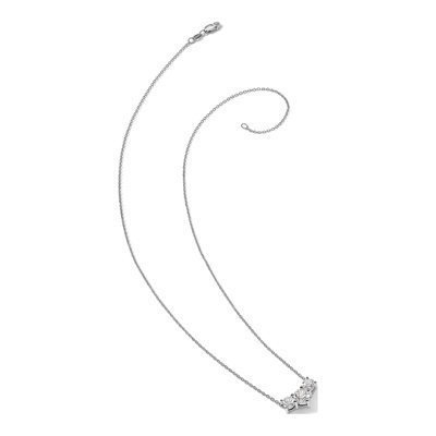14K White Gold 3/4 ct tw Lab-Grown Diamond Round Three Necklace – view 5