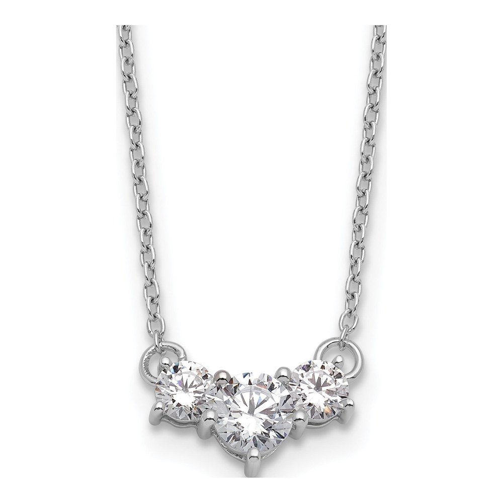 14K White Gold 3/4 ct tw Lab-Grown Diamond Round Three Necklace