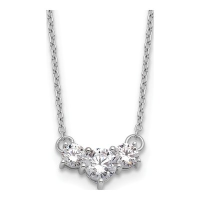 14K White Gold 3/4 ct tw Lab-Grown Diamond Round Three Necklace