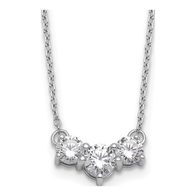 14K White Gold 1 ct tw Lab-Grown Diamond Round Three Necklace