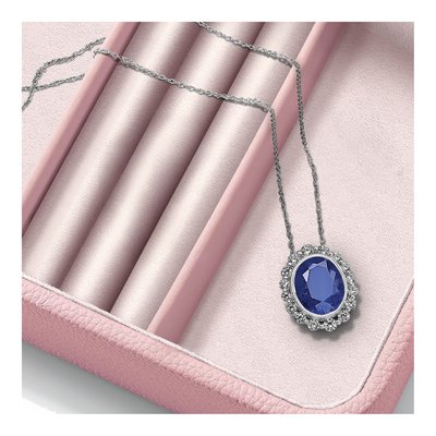 14K White Gold 1/2 ct tw Lab-Created Sapphire & Lab-Grown Diamond Slide Pendant – view 5