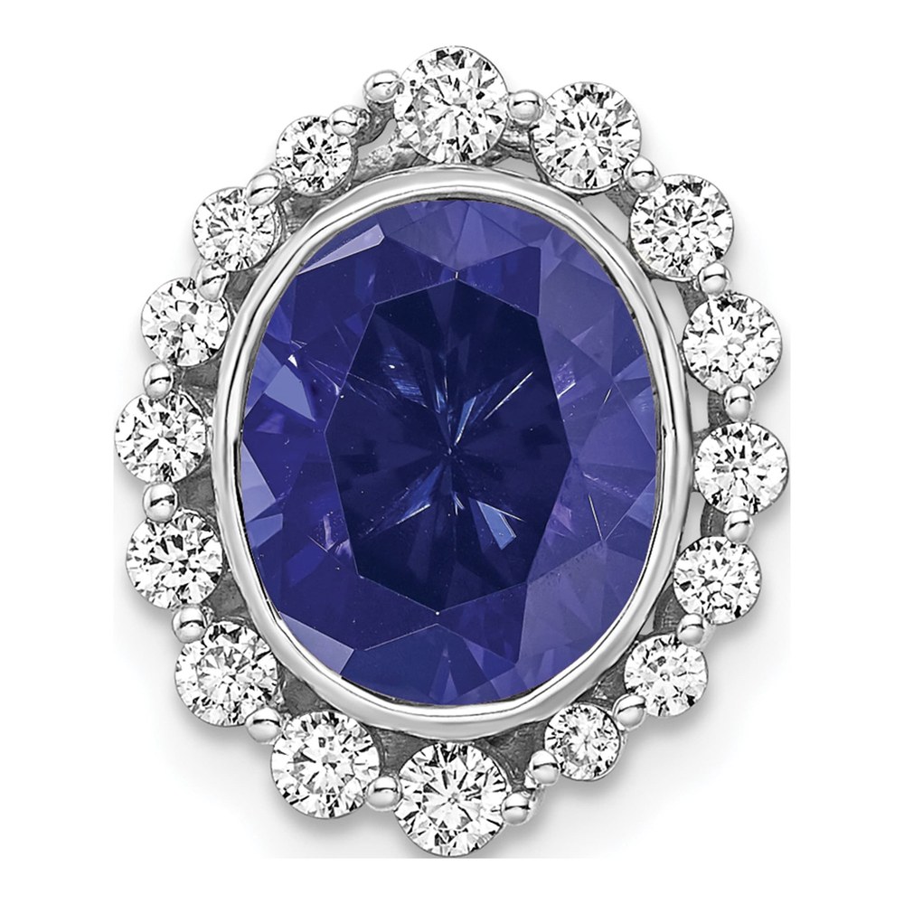 14K White Gold 1/2 ct tw Lab-Created Sapphire & Lab-Grown Diamond Slide Pendant