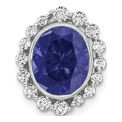 14K White Gold 1/2 ct tw Lab-Created Sapphire & Lab-Grown Diamond Slide Pendant