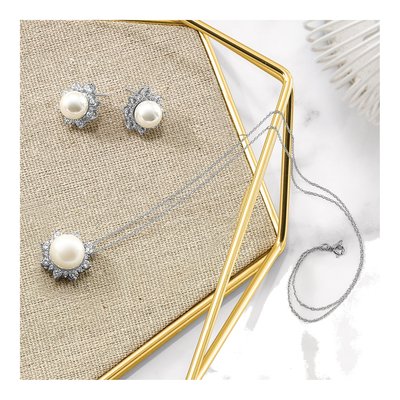 14K White Gold 1/3 ct tw Pearl & Lab-Grown Diamond Slide Pendant – view 4