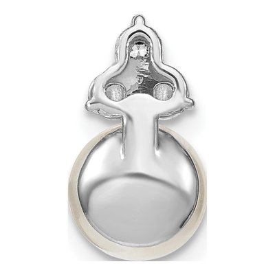 14K White Gold 1/5 ct tw Pearl & Lab-Grown Diamond Slide Pendant – view 3