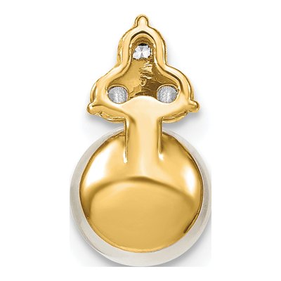 14K Yellow Gold 1/5 ct tw Pearl & Lab-Grown Diamond Slide Pendant – view 4