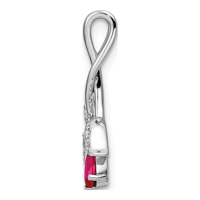14K White Gold Ruby & Diamond Floral Slide Pendant – view 3