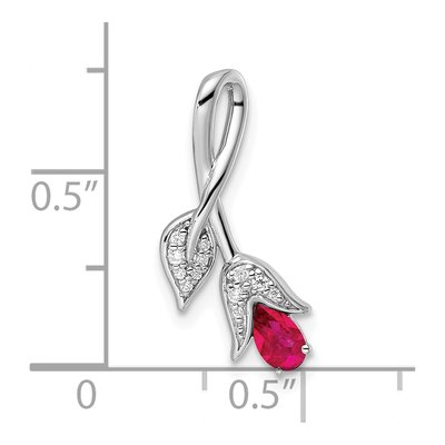 14K White Gold Ruby & Diamond Floral Slide Pendant – view 4
