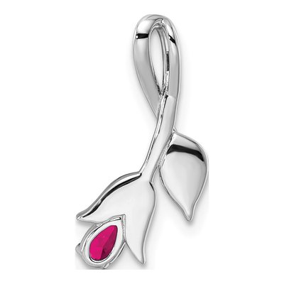 14K White Gold Ruby & Diamond Floral Slide Pendant – view 5