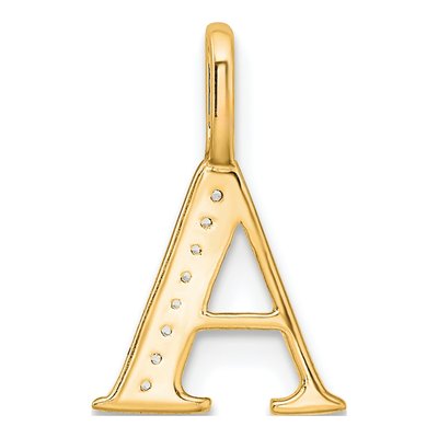 10K Yellow Gold Diamond Letter A Pendant – view 3