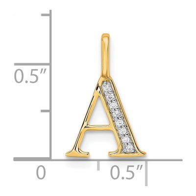 10K Yellow Gold Diamond Letter A Pendant – view 4