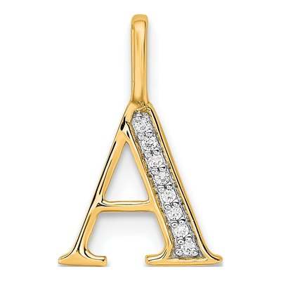 10K Yellow Gold Diamond Letter A Pendant