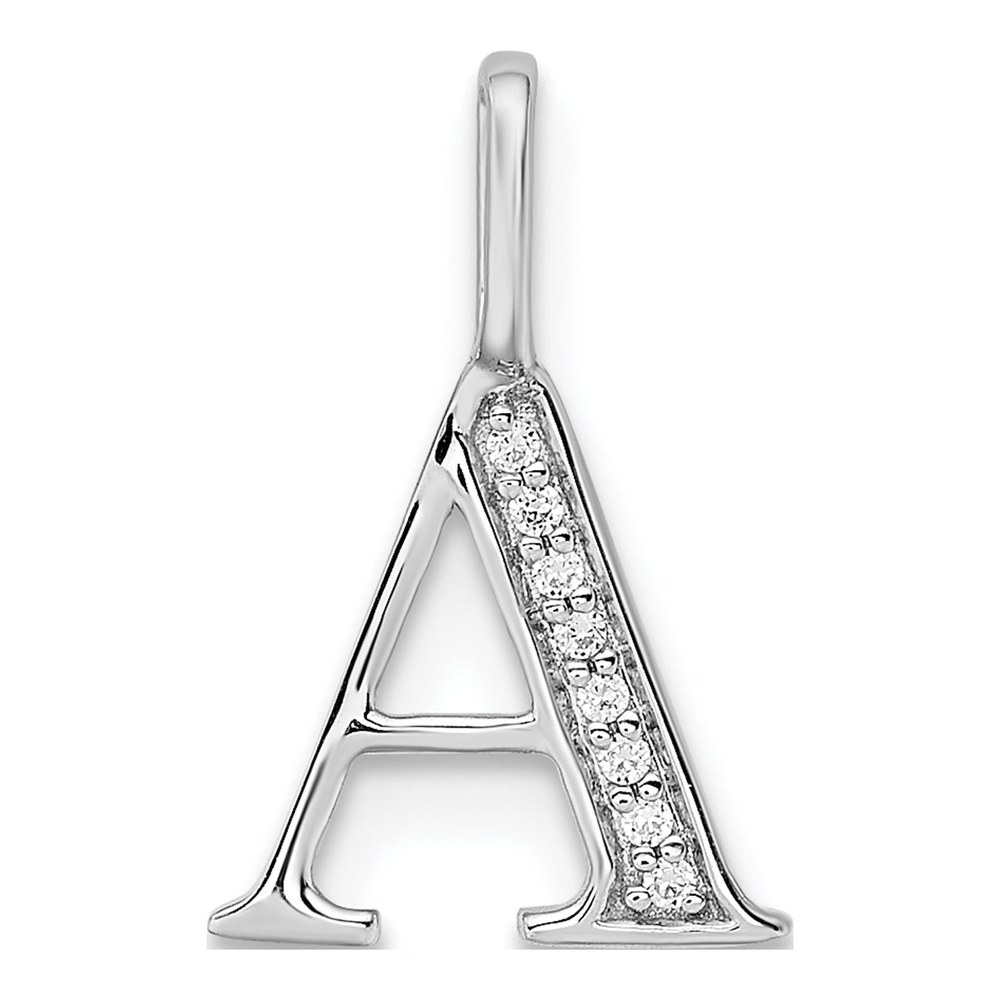 14K White Gold Diamond Letter A Pendant