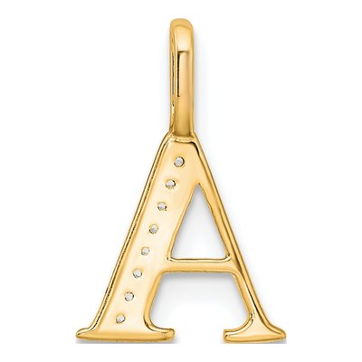 14K Yellow Gold Diamond Letter A Pendant – view 4
