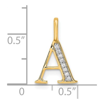 14K Yellow Gold Diamond Letter A Pendant – view 5