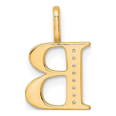 14K Yellow Gold Diamond Letter B Pendant – view 4