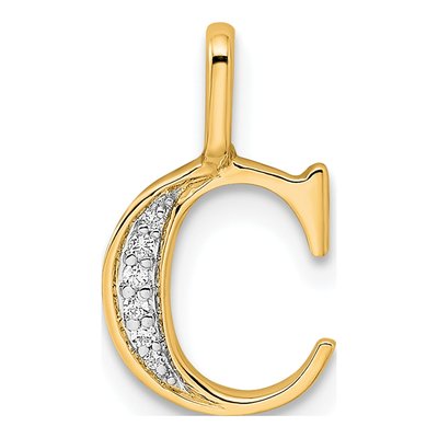 10K Yellow Gold Diamond Letter C Pendant