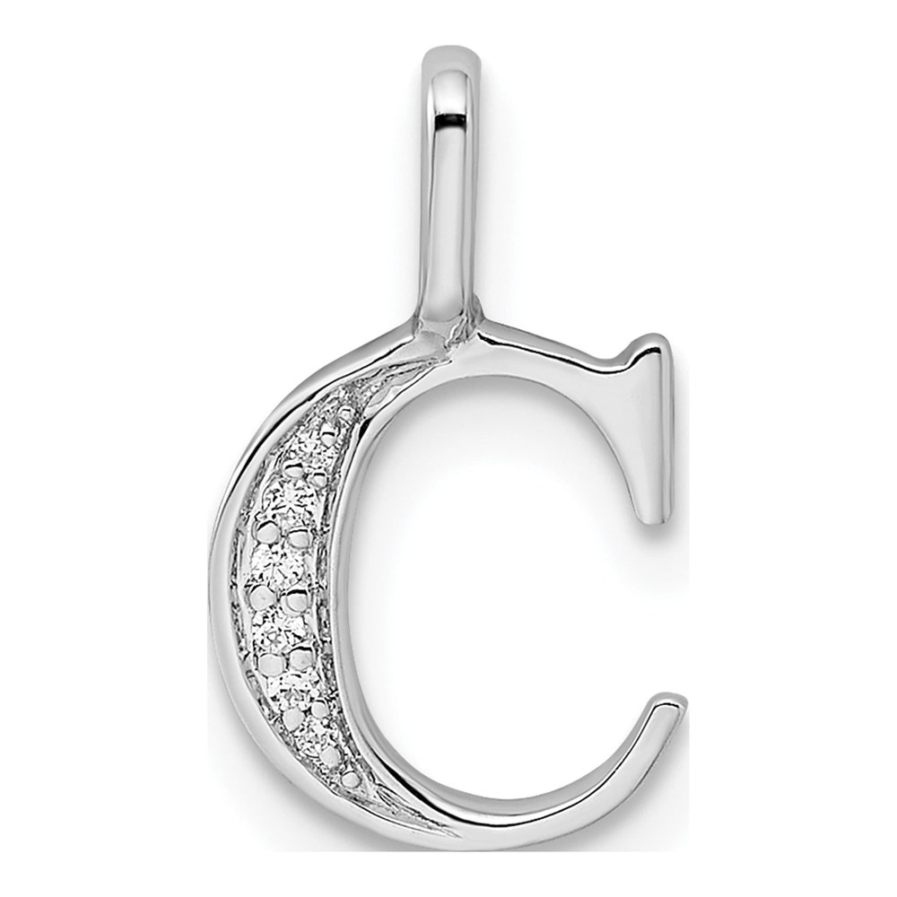 14K White Gold Diamond Letter C Pendant